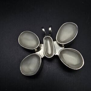 Rebecca Collins Frosted Butterfly Pendant Sweater Clip Silver Tone